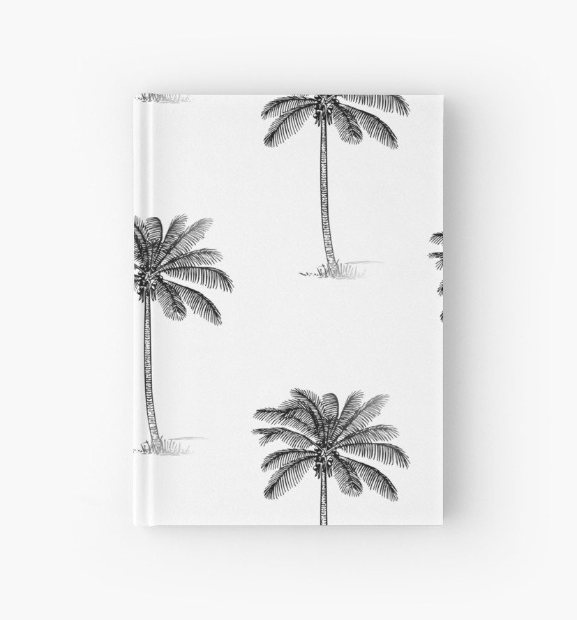 827x889 coconut palm trees line drawing pattern hardcover journals - Coconut Line Drawing