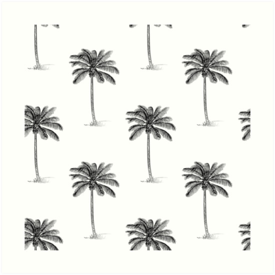 550x550 Coconut Palm Trees Line Drawing Pattern Art Prints - Coconut Tree Line Drawing