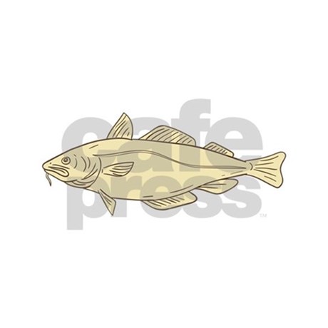 460x460 Atlantic Cod Fish Drawing Neck Tie - Cod Fish Drawing