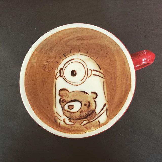 640x640 Minion Latte Art Know Your Meme - Coffee Art Drawing