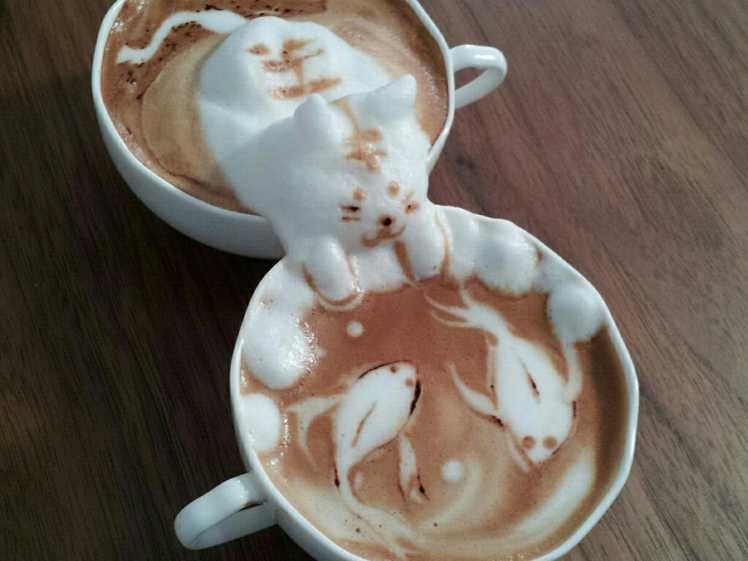 748x561 This Is The Coolest Latte Art Ever - Coffee Art Drawing