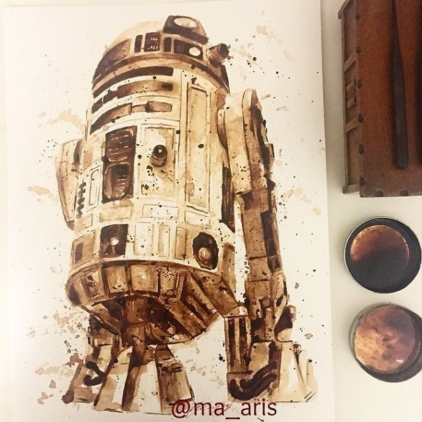 605x605 best coffee art draw detailed paintings images on designspiration - Coffee Art Drawing
