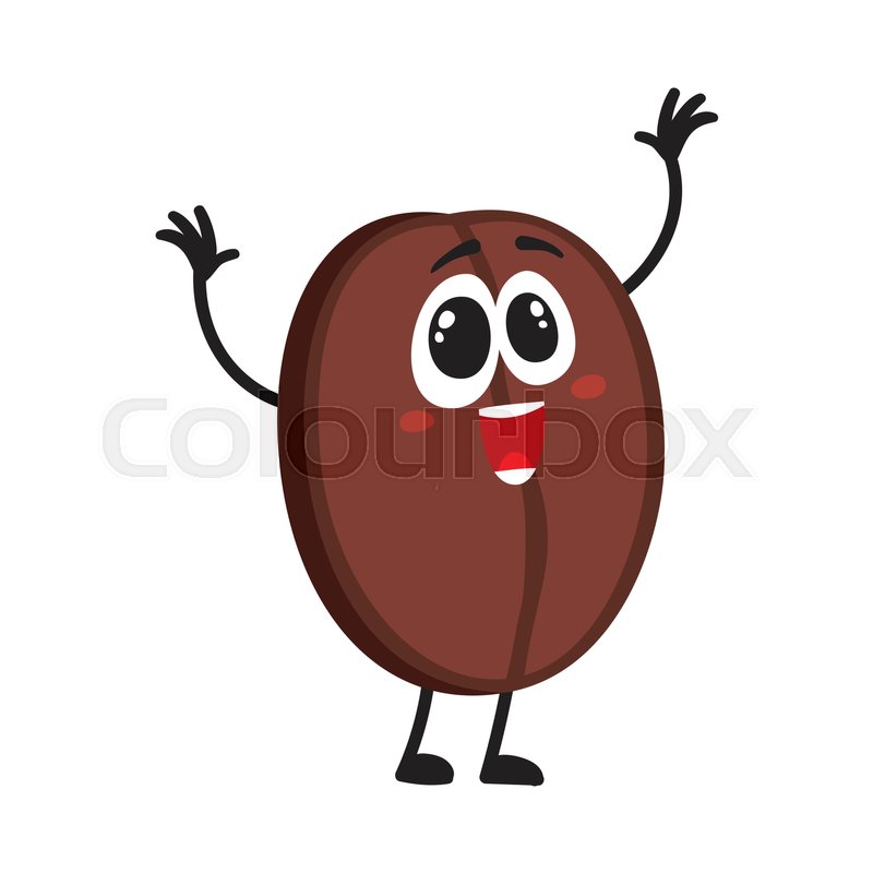 800x800 Funny, Crazy Looking Coffee Bean Stock Vector Colourbox - Coffee Bean Drawing