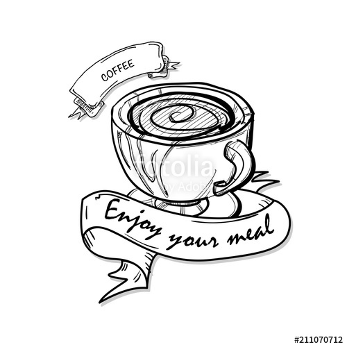 500x500 fast food coffee cup drawing object black white stock image - Coffee Cup Drawing