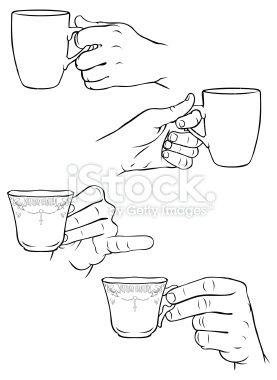 277x380 Vector Illustrations Of Hands Holding Tea Cups And Coffee Mugs - Coffee Cup Drawing Free