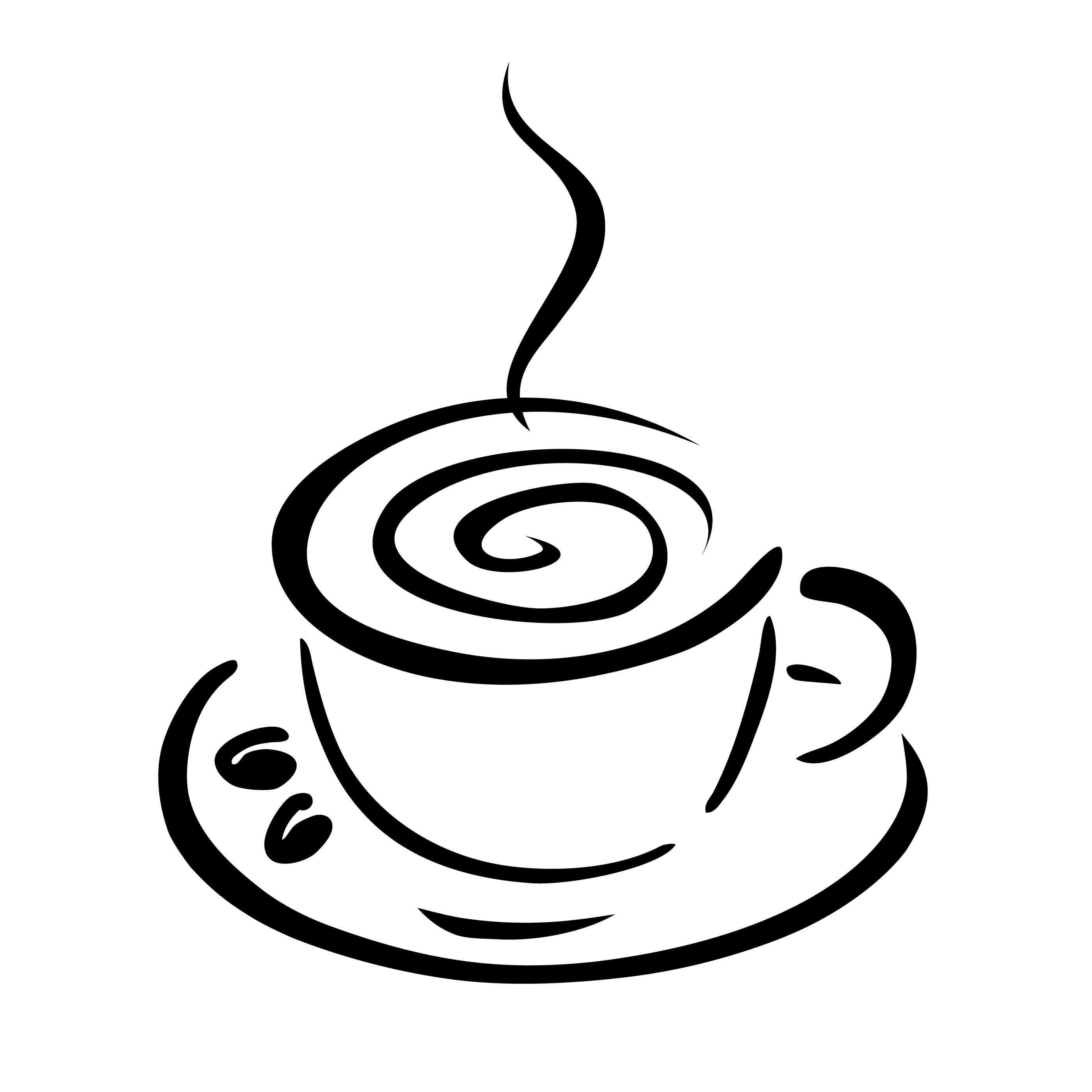 2800x2800 Coffee Cup Black And White Clipart - Coffee Cup Line Drawing
