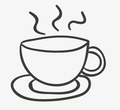 385x353 coffee float, line drawing material, cup, tray png image - Coffee Cup Line Drawing