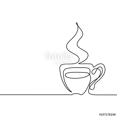 500x500 Continuous Line Drawing Of Cup Of Coffee Vector Illustration - Coffee Cup Line Drawing