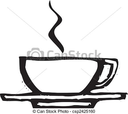 450x400 rough coffee cup rough woodcut image of a coffee or espresso cup - Coffee Cup Line Drawing