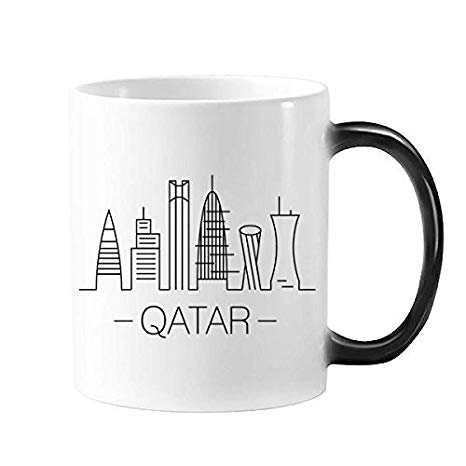 466x466 simple line drawing hand painted city qatar landmark - Coffee Cup Line Drawing