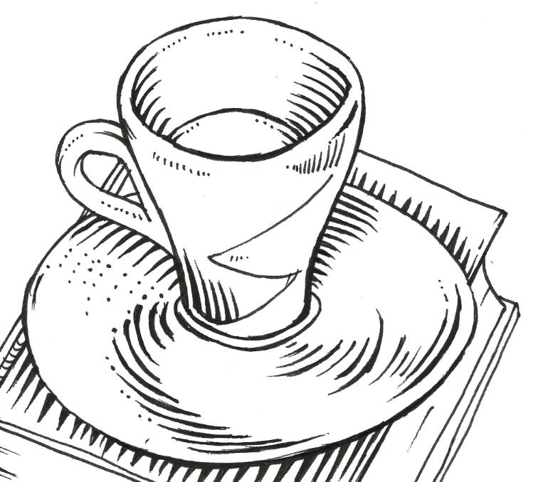 770x678 Book And Coffee Drawing - Coffee Drawing