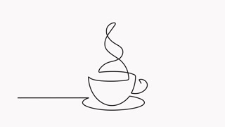 320x180 Simple Animation Of Continuous Line Drawing Coffee Cup Motion - Coffee Drawing Images