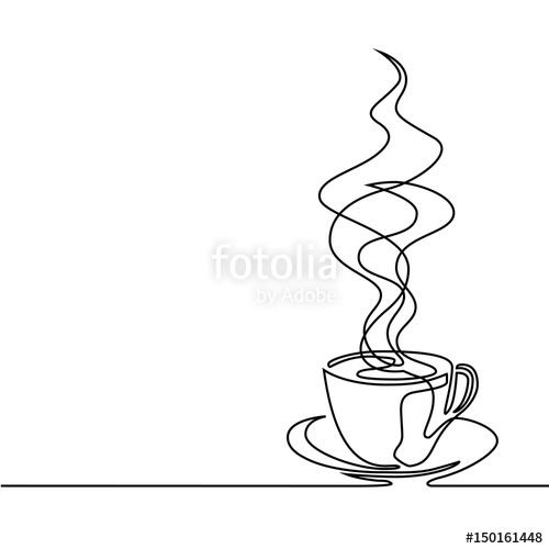 500x500 Continuous Line Drawing Of Cup Of Coffee Stock Photo And Royalty - Coffee Drawing Images
