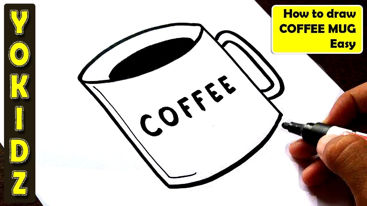 1280x720 How To Draw Coffee Mug Easy - Coffee Line Drawing