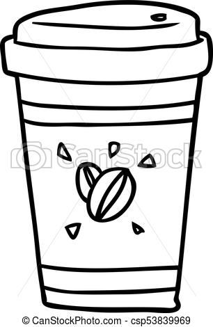 306x470 Line Drawing Of A Cup Of Takeout Coffee - Coffee Line Drawing