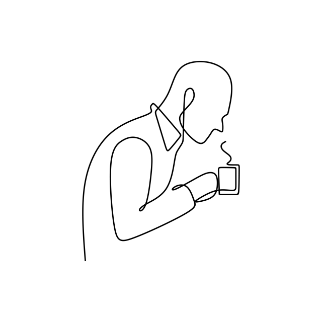 640x640 One Line Drawing Vector Of People Drinking Coffee, Restaurant - Coffee Line Drawing