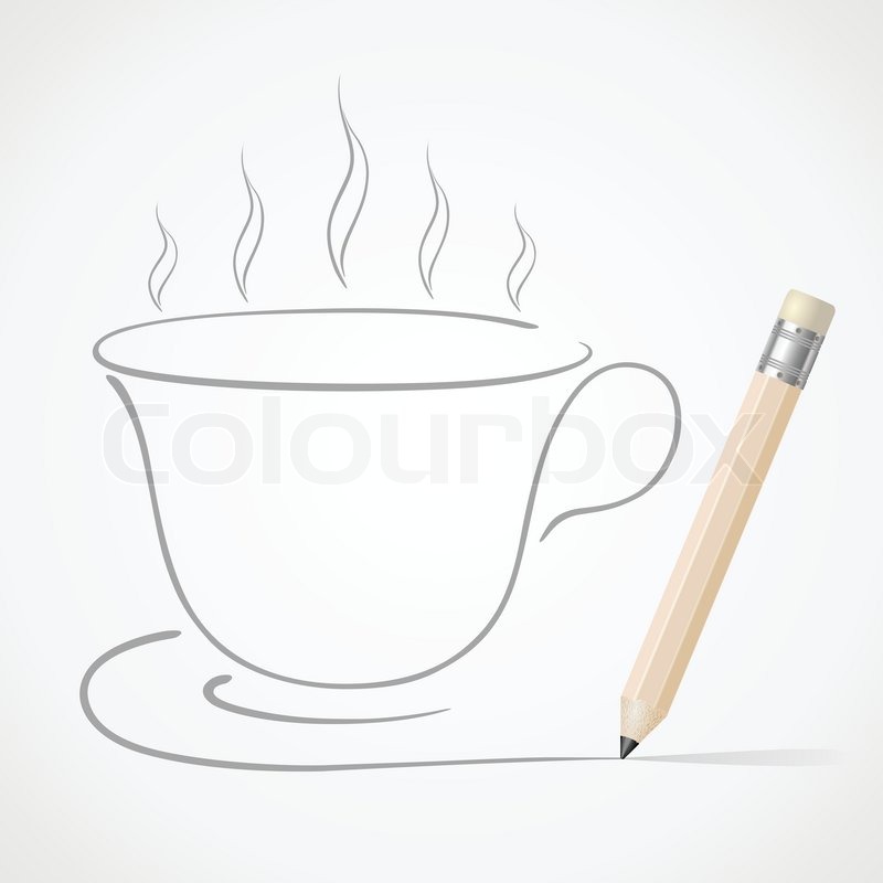 800x800 Pencil Drawing Coffee Cup Stock Vector Colourbox - Coffee Line Drawing
