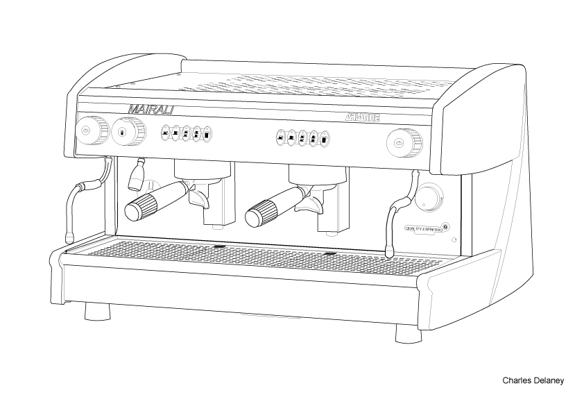 842x595 Technical Line Drawing Mairali Arianne Coffee Machine On Behance - Coffee Line Drawing