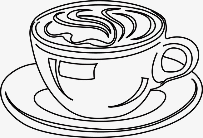 650x443 Coffee, Line Drawing, Black And White, Hand Painted Png Image - Coffee Line Drawing