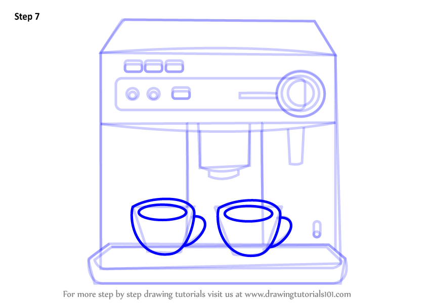 848x602 learn how to draw a coffee maker - Coffee Maker Drawing