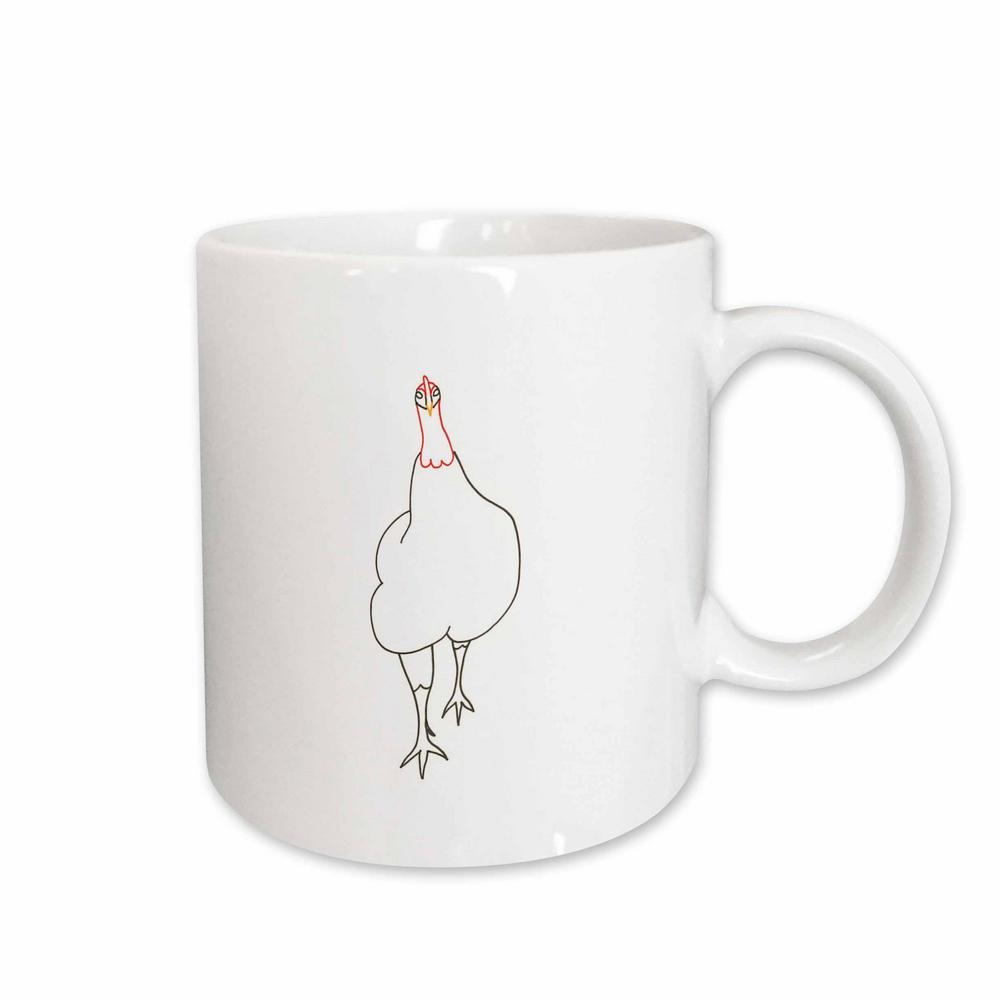 1000x1000 Cherylsart Wild Animals Bird Chicken Strutting Outline Art - Coffee Mug Drawing