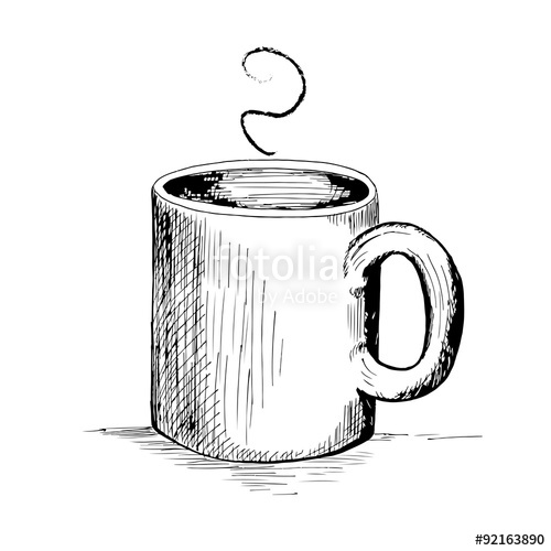 500x500 Hand Drawn Cup Of Coffee Or Tea Stock Image And Royalty Free - Coffee Mug Drawing
