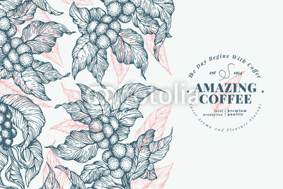 400x267 coffee tree banner template vector illustration vintage coffee - Coffee Plant Drawing