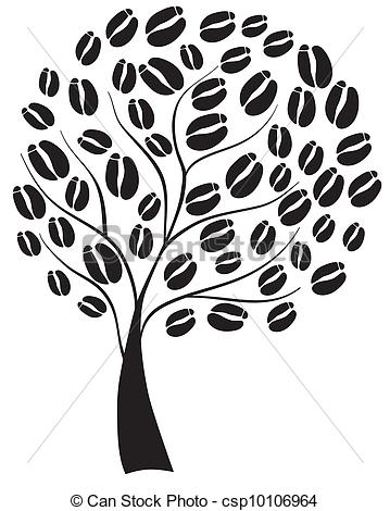 359x470 Vector Coffee Tree With Black Beans - Coffee Plant Drawing