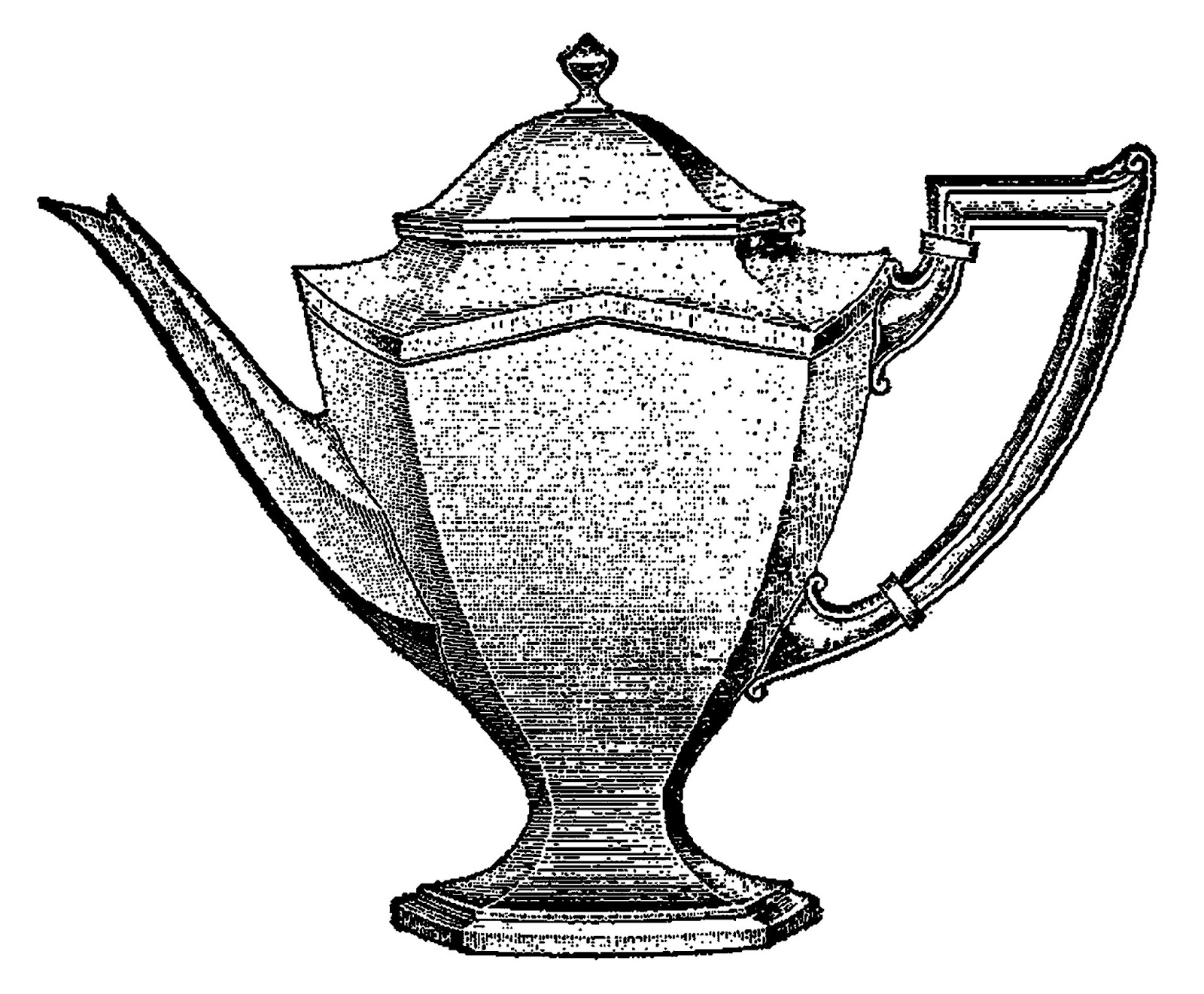 1600x1322 digital stamp design vintage coffee pot image transfer artwork - Coffee Pot Drawing