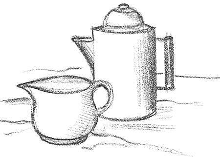 450x322 How To Draw Coffee Pot And Pitcher Of Cream Drawing Lesson - Coffee Pot Drawing