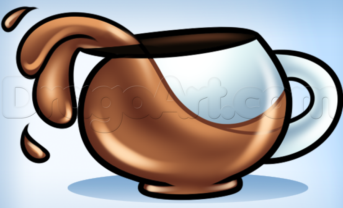 1106x673 How To Draw A Coffee Pot, Step - Coffee Pot Drawing