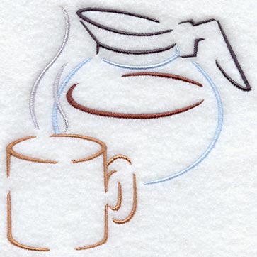 363x362 Machine Embroidery Designs - Coffee Pot Drawing