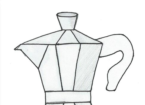 488x352 Moka Pot Coffee Maker Drawing Canvas Prints - Coffee Pot Drawing