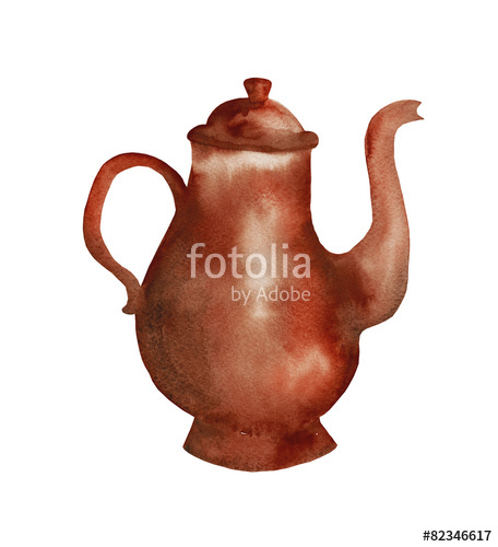 456x500 Teapot Coffee Pot Watercolor Hand Drawing Stock Photo - Coffee Pot Drawing