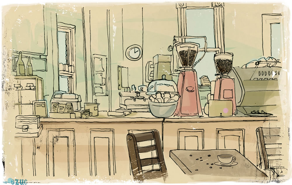 1000x633 Coffee Dream Choosers - Coffee Shop Drawing