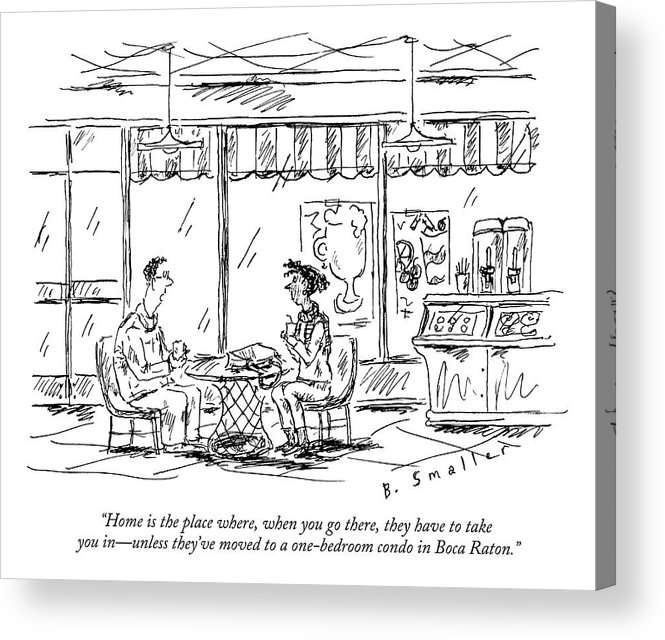 665x640 two younger people speak at a coffee shop acrylic print - Coffee Shop Drawing