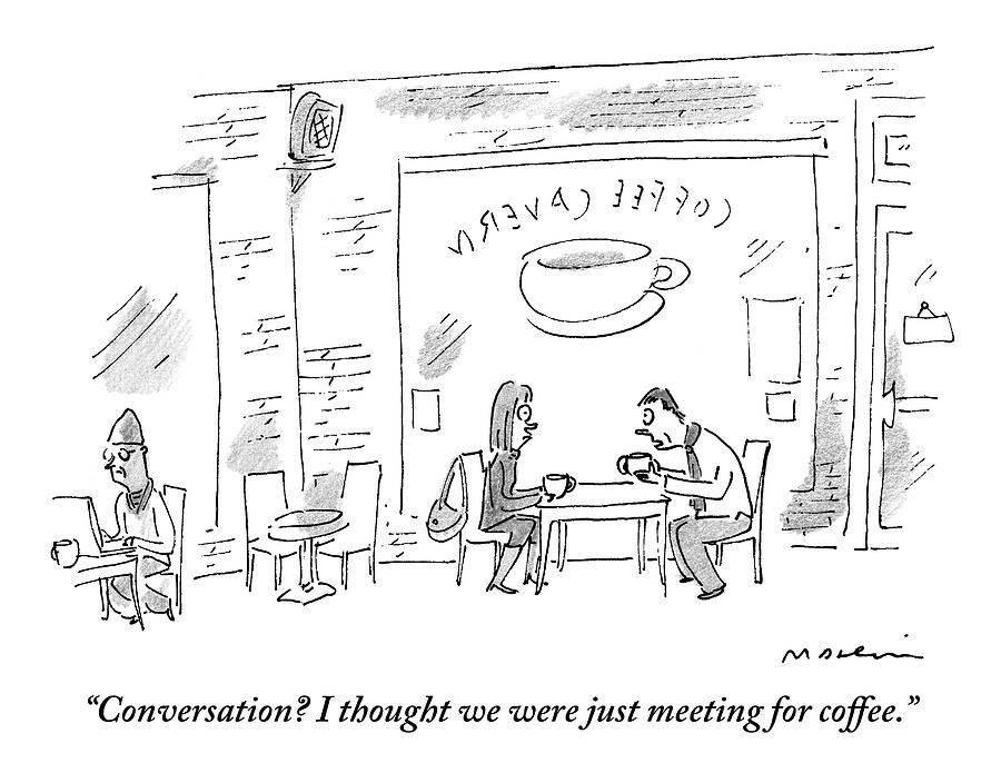 900x704 A Man And Woman Sit In A Coffee Shop Drawing - Coffee Shop Drawing