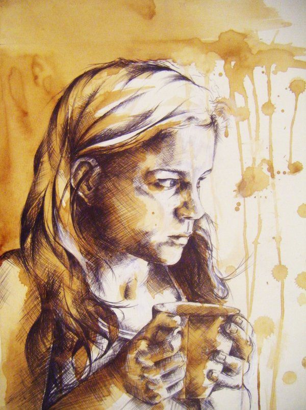 600x805 i love coffee stain art the idea of using something as everyday - Coffee Stain Drawing