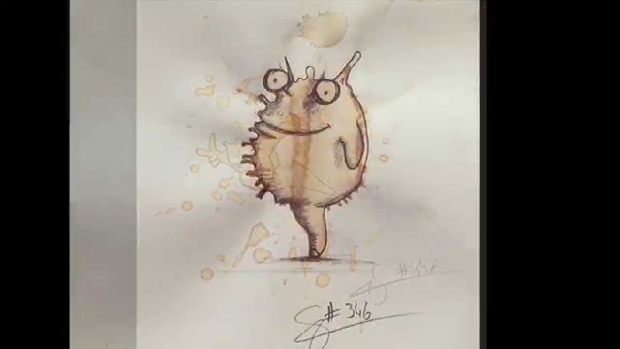 1280x720 stefan kuhnigk turn random coffee stains into monsters - Coffee Stain Drawing