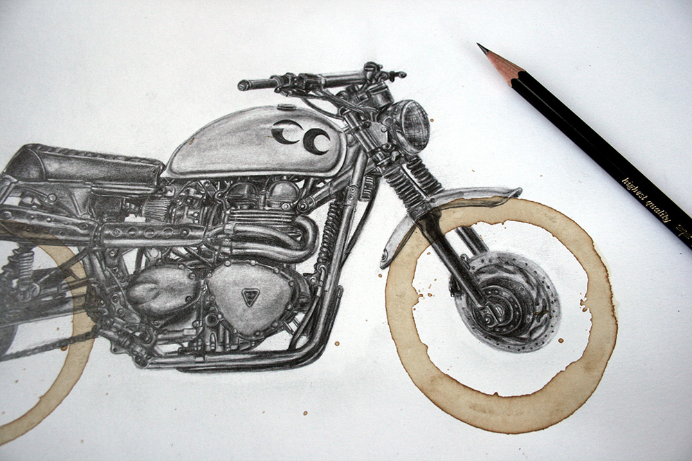 1000x667 coffee stain motorcycle drawings - Coffee Stain Drawing