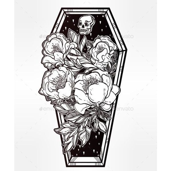 600x600 Decorative Coffin In Flash Tattoo Style Liked On Polyvore - Coffin Drawing