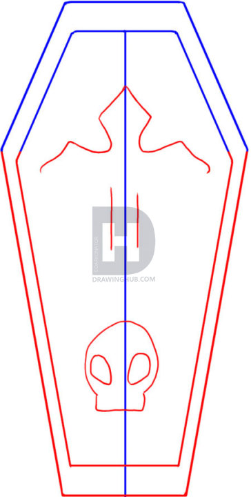 364x720 How To Draw A Coffin, Step - Coffin Drawing
