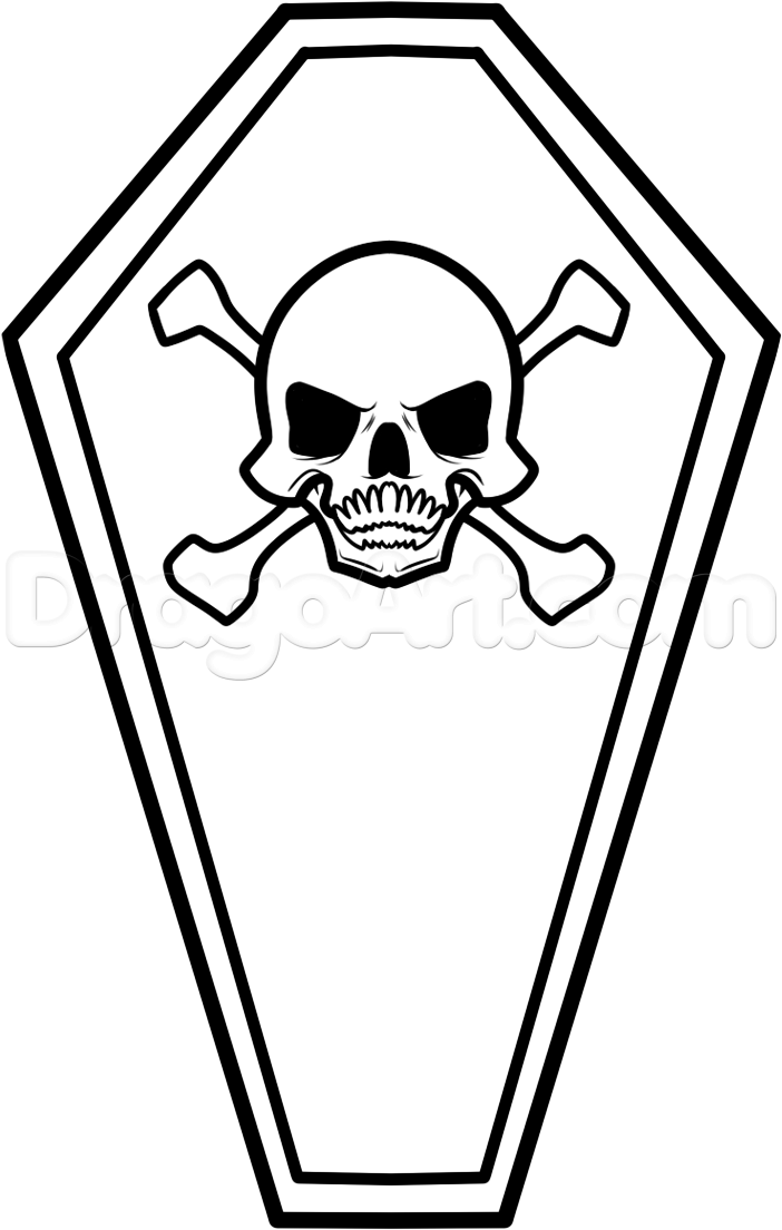 702x1104 How To Draw A Coffin Easy, Step - Coffin Drawing
