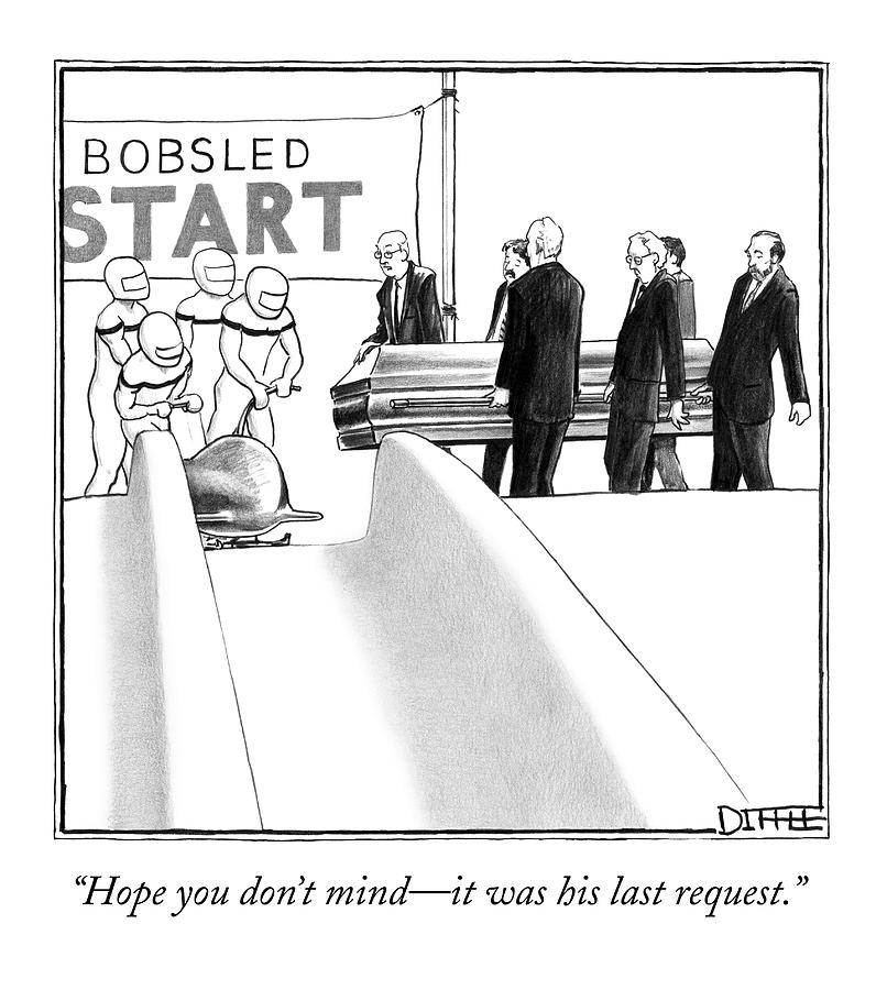 806x900 Pallbearers Carry A Coffin To A Bob Sled Team Drawing - Coffin Drawing