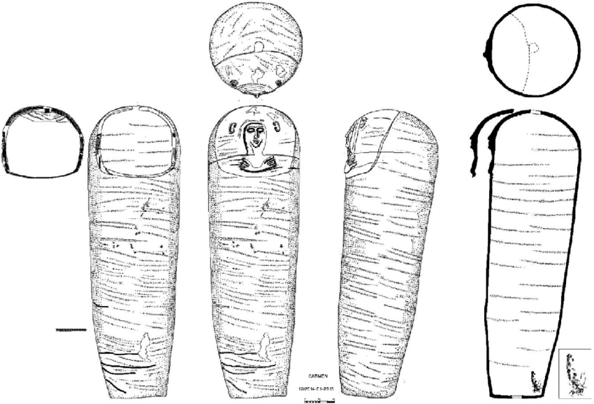 850x578 The Tel Shaddud Clay Coffin, Various Views And Cross Sections - Coffin Drawing