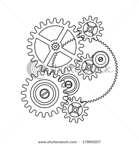 450x470 drawn gears line drawing - Cogs And Gears Drawing