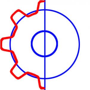 302x301 how to draw a gear, step - Cogs And Gears Drawing