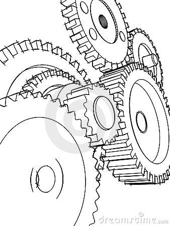 338x450 gears drawing - Cogs And Gears Drawing