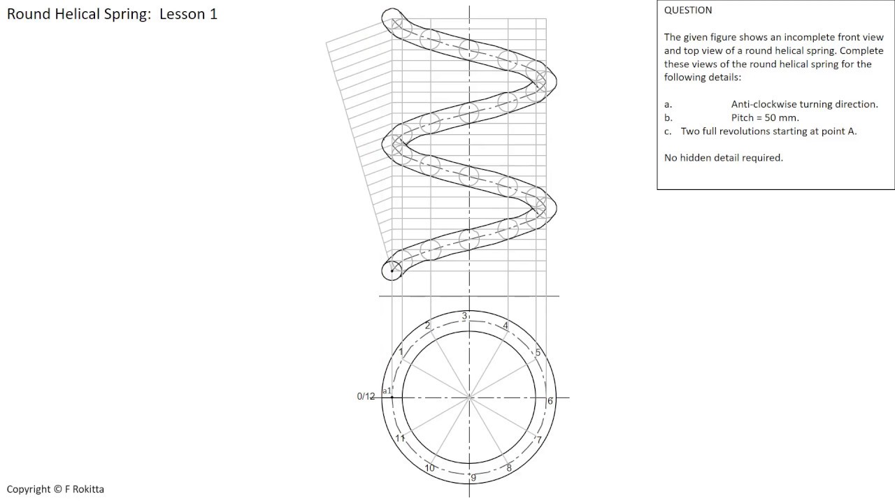 1280x720 Round Helical Spring Construction - Coil Spring Drawing