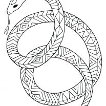 207x207 Coloring - Coiled Rattlesnake Drawing
